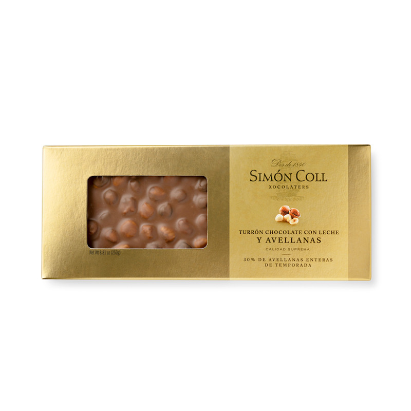 TURRÓN CHOCOLATE LECHE Y AVELLANA 250GR